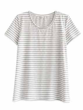 Lululemon Athletica Gray & White Striped Scoop Neck Tee – Size 10 EUC